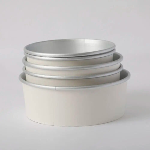 White Paperboard Bowl with Fitted Lid for Takeaway Meals