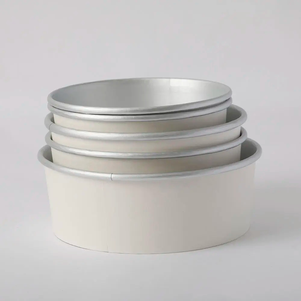 White Paperboard Bowl with Fitted Lid for Takeaway Meals