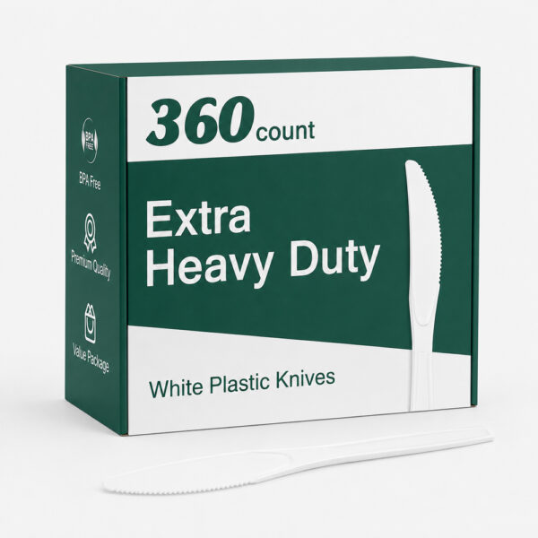 White Plastic Knives for Catering and Takeaway