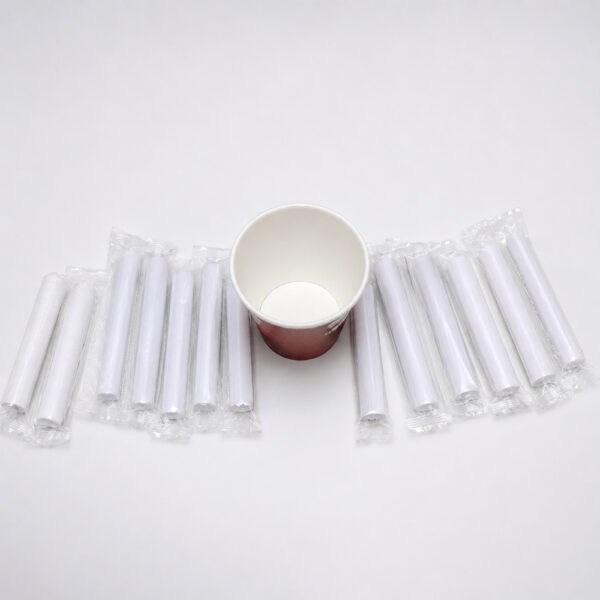 White Telescopic Drinking Straw, Individually Wrapped
