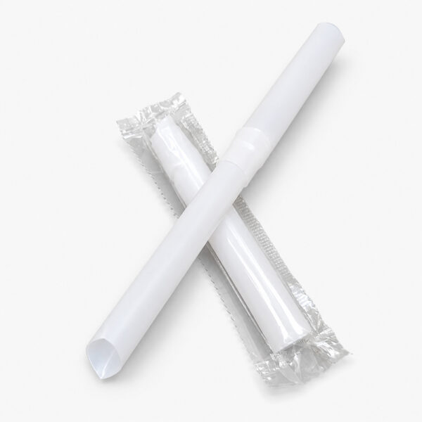 White Telescopic Drinking Straw, Individually Wrapped
