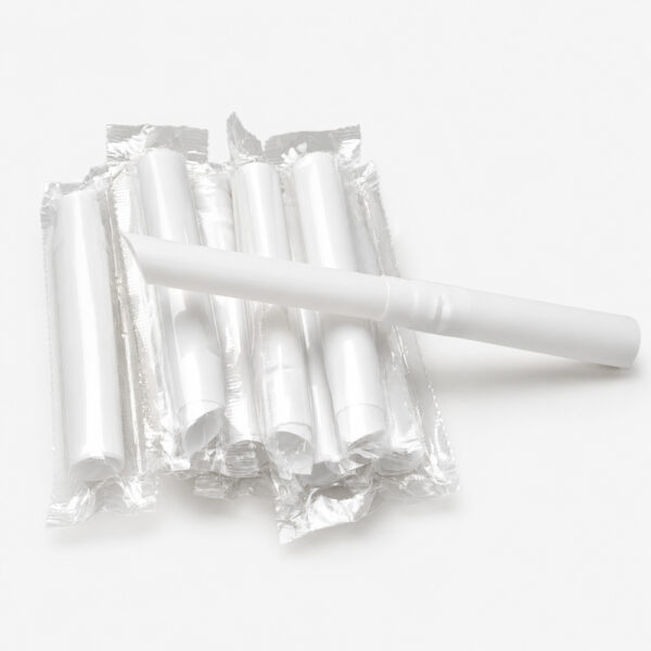 White Telescopic Drinking Straw, Individually Wrapped