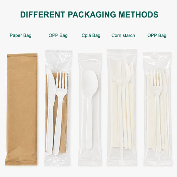 White Wrapped Disposable Cutlery Set for Catering White Wrapped Disposable Cutlery Set for Catering