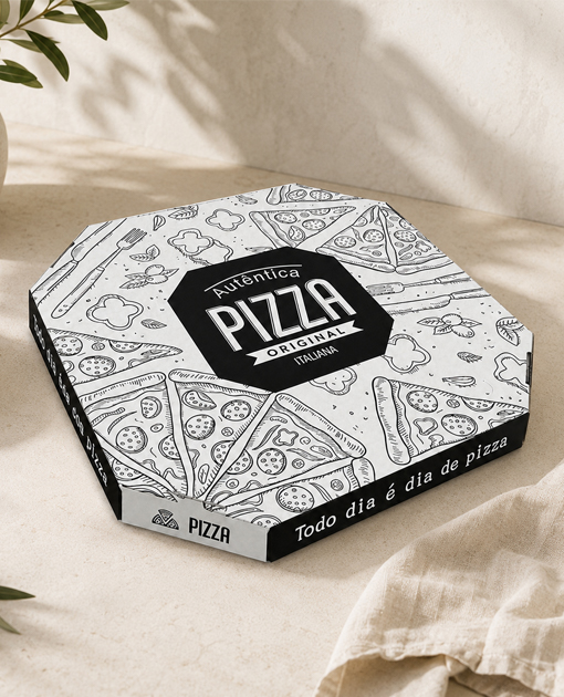 White pizza box with custom printed branding