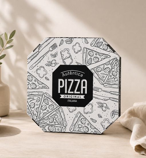 White pizza box with custom printed branding
