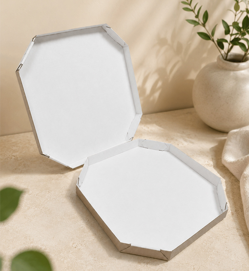 White pizza box with custom printed branding