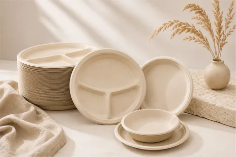 Wholesale bagasse plates for foodservice and event catering