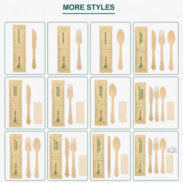 Wooden Disposable Cutlery Set for Foodservice Wooden Disposable Cutlery Set for Foodservice