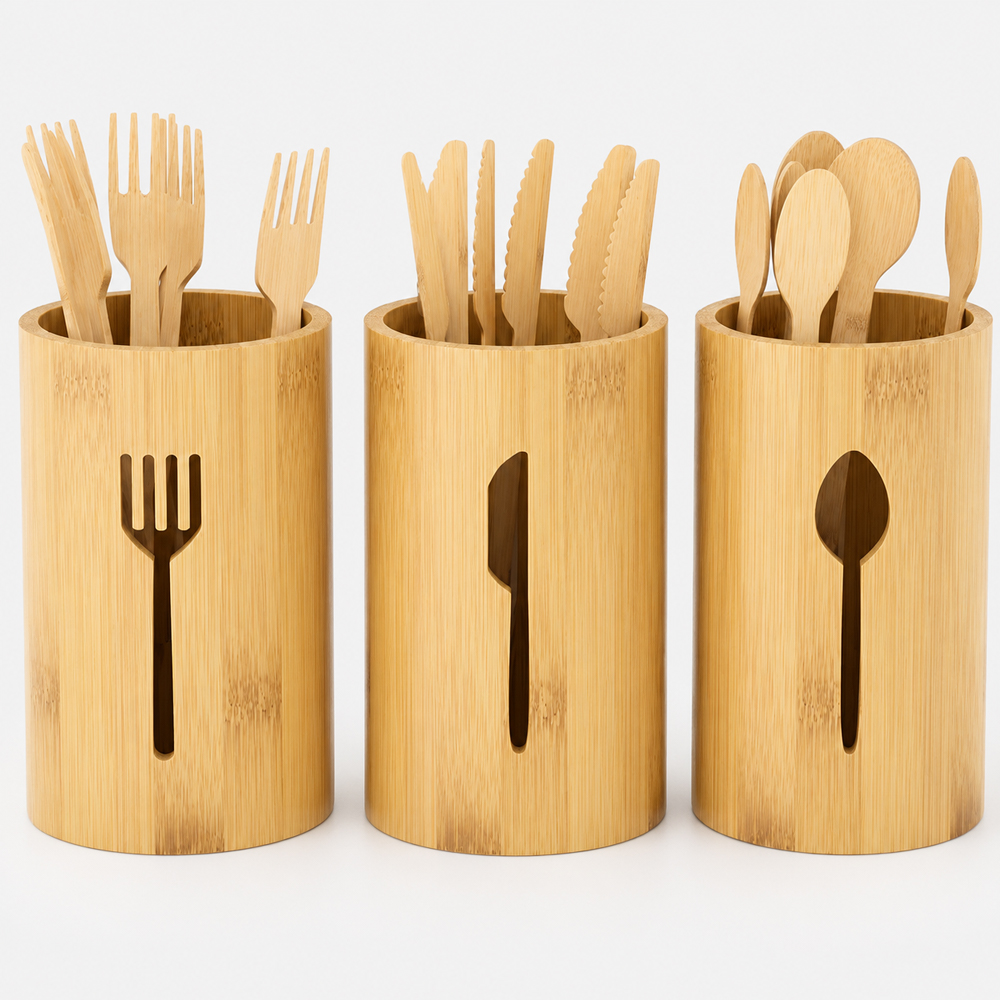 Wrapped Bamboo Cutlery Set for Takeaway Meals