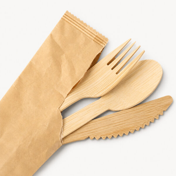 Wrapped Bamboo Cutlery Set for Takeaway Meals
