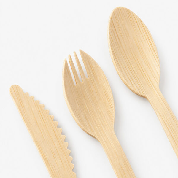 Wrapped Bamboo Cutlery Set for Takeaway Meals
