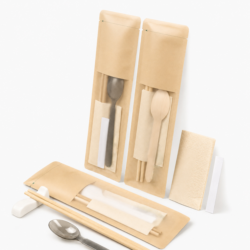 Wrapped Bamboo-Style Chopstick and Spoon Set