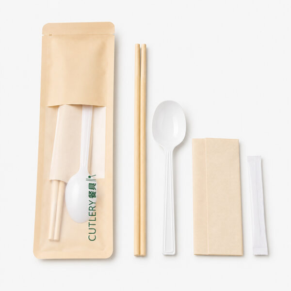 Wrapped Bamboo-Style Chopstick and Spoon Set