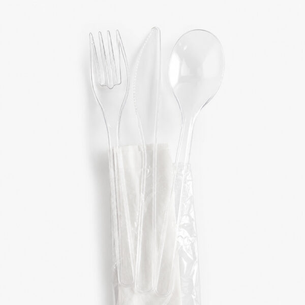 Wrapped Clear Disposable Cutlery Set for Takeout Wrapped Clear Disposable Cutlery Set for Takeout