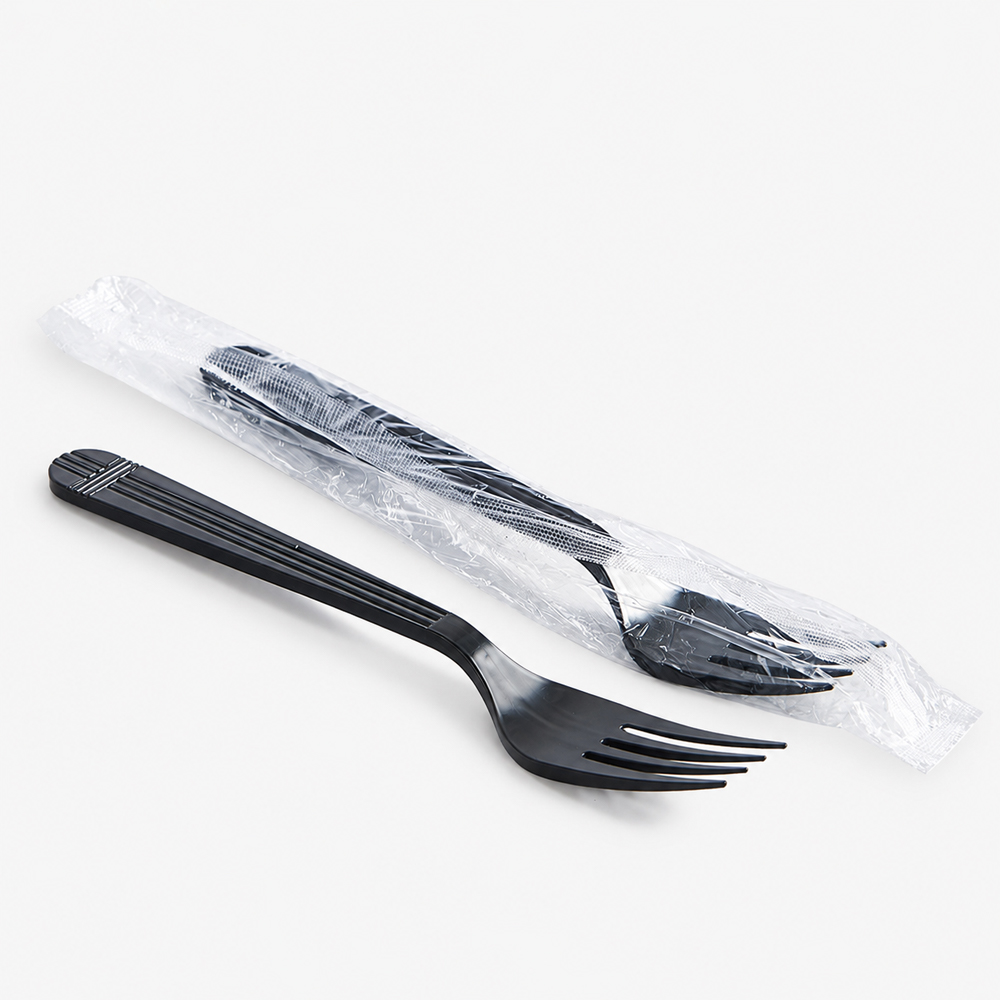 Wrapped Disposable Cutlery Set for Takeaway Meals