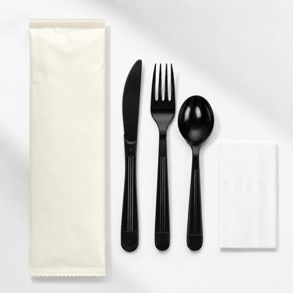 Wrapped Disposable Cutlery Set with Napkin Wrapped Disposable Cutlery Set with Napkin