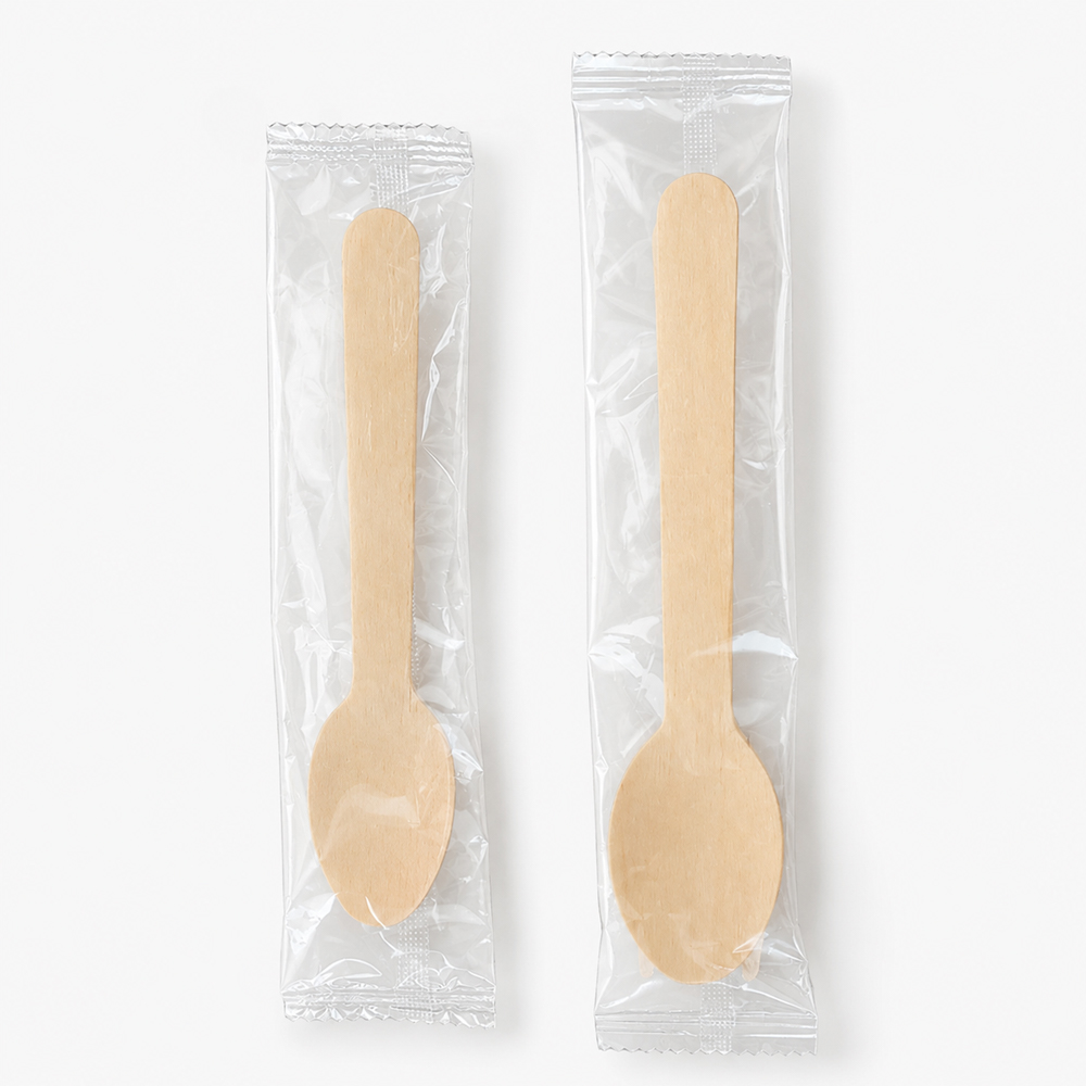 Wrapped Wooden Spoon for Foodservice Supply