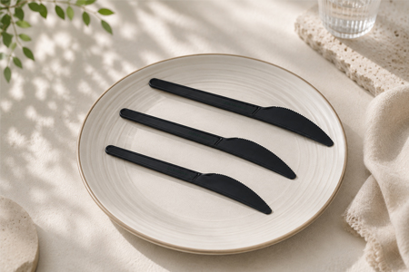 Wrapped plastic knives for foodservice distributors