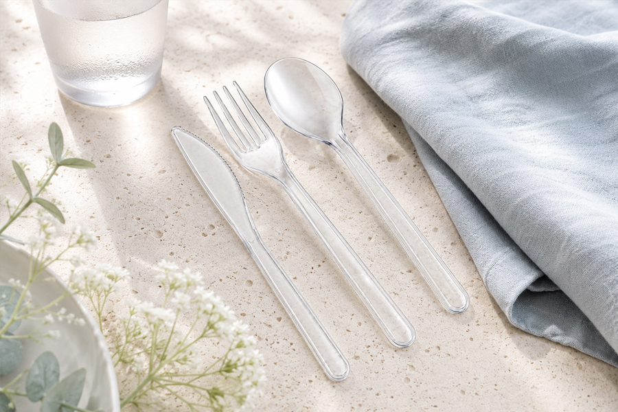 Wrapped utensil sets for supermarket category buyers